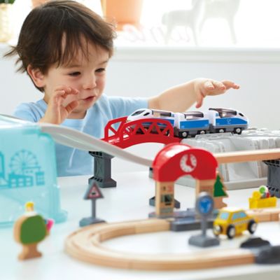 Image showing  Wooden Train Bucket Set City Train - 48 pc., Ages 3+