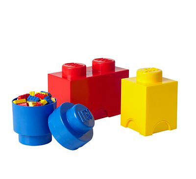 LEGO Storage Brick Multi-Pack 3 Piece, Bright Red, Bright Blue, and Bright Yellow
