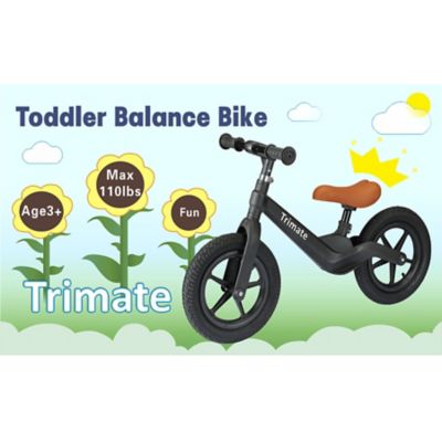 Image showing  Toddler Balance Bike, No Pedals, Black