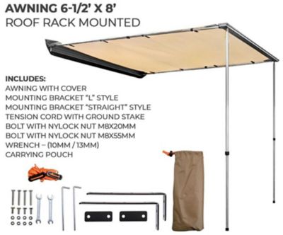 Image showing  Terravore Roof Rack Mounted Awning, 6.5 x 8.2 ft., AWN002