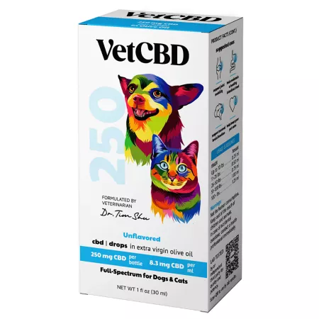 VetCBD Full Spectrum CBD Tincture for Dogs and Cats 250 mg 1 oz. Dog Anxiety Supplements