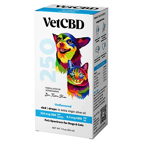 VetCBD Full Spectrum CBD Tincture for Dogs and Cats, 250 mg, 1 oz.