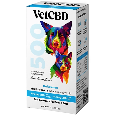 VetCBD Full Spectrum CBD Tincture for Dogs and Cats, 500 mg, 2 oz.