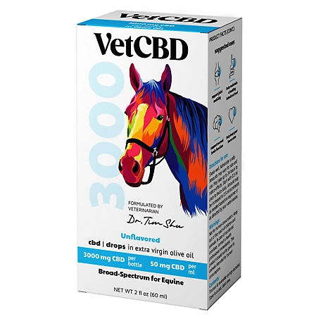 VetCBD Broad Spectrum CBD Tincture for Horses, 3000 mg, 2 oz.