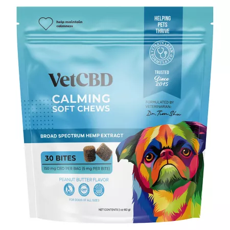 VetCBD Soothing CBD Soft Chewable Supplements for Dogs 150 mg 30 ct Dog Anxiety Supplements