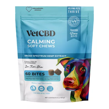 VetCBD Calming CBD Soft Chewable Supplements for Dogs 300 mg 60 ct Dog Anxiety Supplements