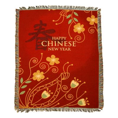 Northwest Chinese New Year Floral Tapestry Throw