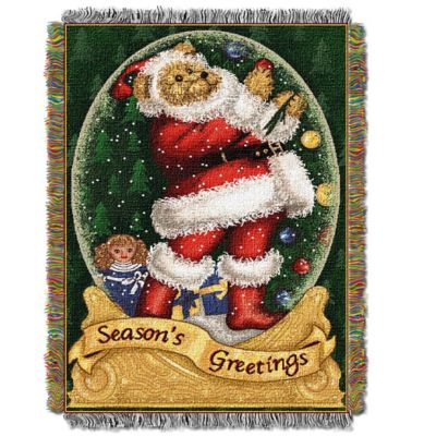 Northwest Snowglobe Teddy Holiday Tapestry Throw