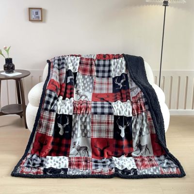 Image showing  Patchwork Lodge Silk Touch Sherpa Throw