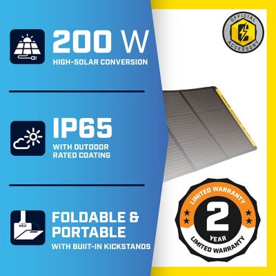 Image showing  200-Watt Portable Foldable Solar Panels with Extension Cable and Kickstand