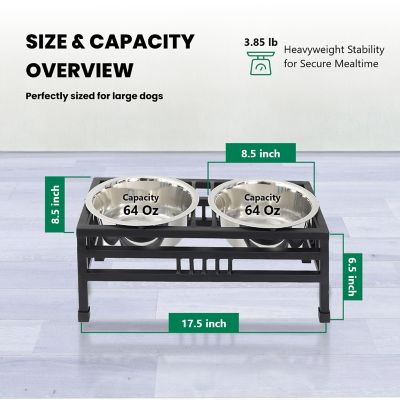 Image showing  Elevated Rectangular Double Diner Pet Bowl Set with 2 Bowls
