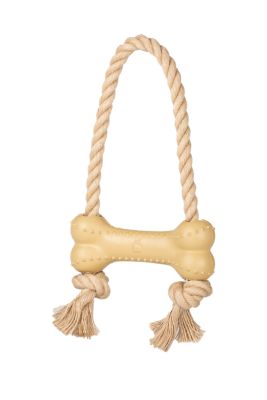 Natural Pet Rubber Bone with Rope Tug