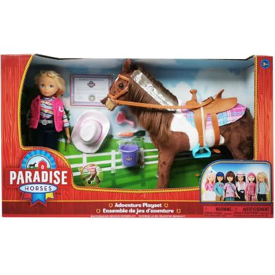 Paradise Horses 10 in. Country Horse and Doll Adventure Playset