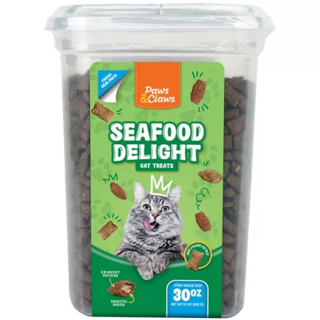 Paws & Claws Seafood Flavored Cat Treats 30 oz. Cat Crunchy Treats