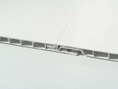 Image showing  16 in. x 96 in. x 3/8 in. White Plastic Interlocking Wall Panel, 5-Pack