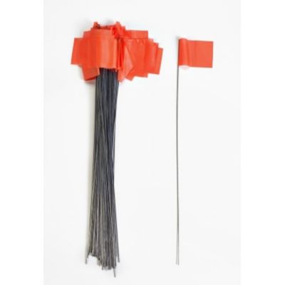 Mutual Industries Medium Wire Marking Flags, GLO Oange