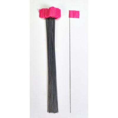 Mutual Industries Medium Wire Marking Flags, GLO Pink