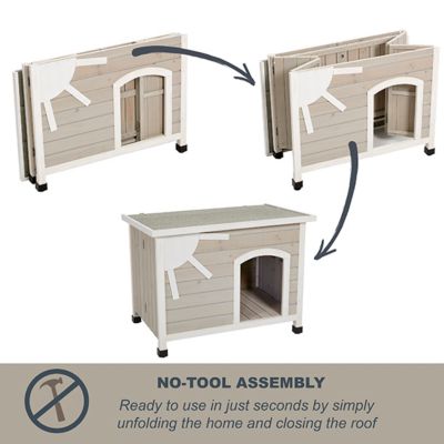 Image showing  Eillo Folding Indoor/Outdoor Wooden Dog House