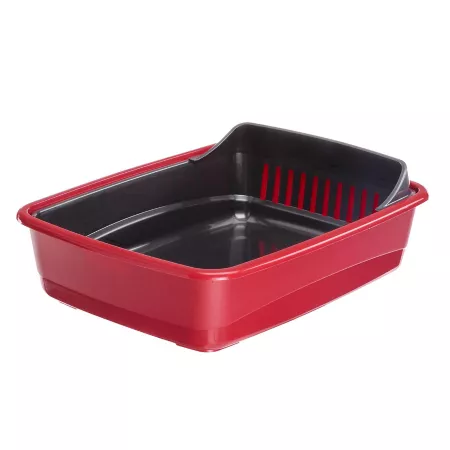 Ferplast Ariel Cat Litter Box Red Open Litter Boxes & Pans