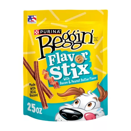 Purina Beggin' Flavor Stix with Bacon and Peanut Butter Flavor 25 oz Poached Dog Soft & Chewy Treats