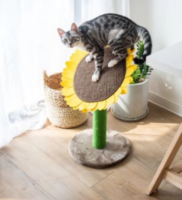 Image showing  23.2 in. Sunflower Cat Tree Bed 2-in-1 Climbing Activity Tower