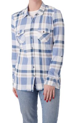 Como Vintage Women's Full Button-Front 2-Pocket Supersoft Rib Knit Long-Sleeve Shirt