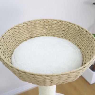 Image showing 8 th PetPals 49 in. 4-Level Pharaoh Natural Aesthetic Handwoven Cat Tower, White