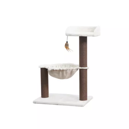 Catry 27.8" Natural Cozy Cat Tree with Hammock Bed and Scratching Posts Cat Trees & Condos