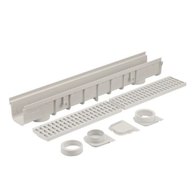 NDS Pro Series 5 in. x 40 in. Channel Drain and Grate Kit, Gray
