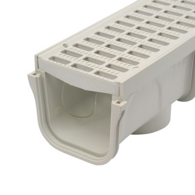 Image showing  Pro Series 5 in. x 40 in. Channel Drain and Grate Kit, Gray