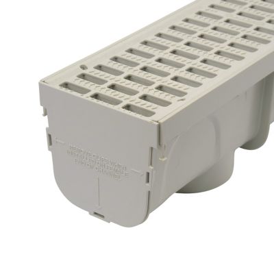 Image showing 6 th NDS Pro Series 5 in. x 40 in. Channel Drain and Grate Kit, Gray