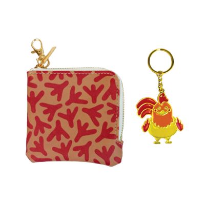 HaynesBesco Group Zinc Alloy Key Chain & Leatherette Coin Holder Set Chicken