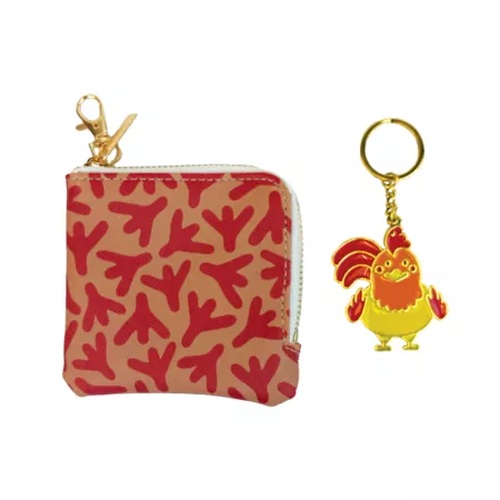 HaynesBesco Group Zinc Alloy and Faux Leather Chicken Keychain and Purse Set Key Chains