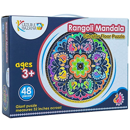Kulture Khazana Rangoli Mandala Floor Puzzle - 48 pc., Round 32 in.