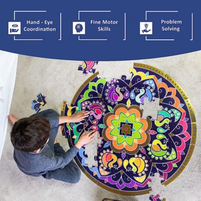 Image showing  Rangoli Mandala Floor Puzzle - 48 pc., Round 32 in.