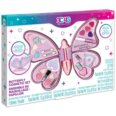 3C4G Three Cheers For Girls Butterfly Cosmetic Set - 23 pc., Eyes-Lips-Nails, All-in-One Beauty Kit