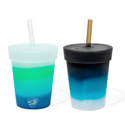 Silipint Silicone Kids 8oz Straw Tumblers: 2 Pack - Unbreakable Cups
