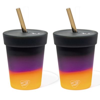 Silipint Silicone Kids 8oz Straw Tumblers: 2 Pack - Unbreakable Cups