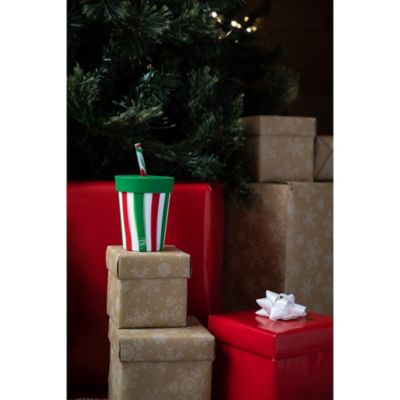 Image showing  Silicone Kids 8oz Straw Tumblers 4 Pack - (2) Peppermint & (2) Poinsettia