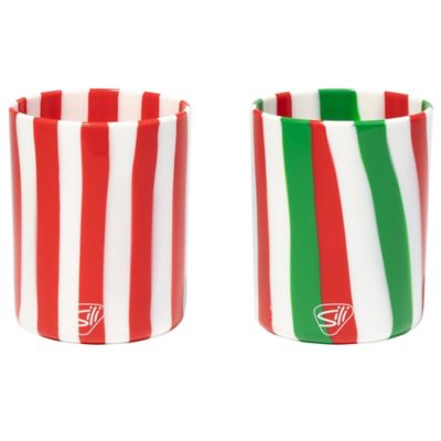 Silipint Silicone 12 oz. Rocks Glasses: 2 Pack - Peppermint & Poinsettia