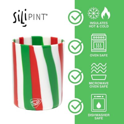 Image showing  Silicone 12 oz. Rocks Glasses 2 Pack - Peppermint & Poinsettia