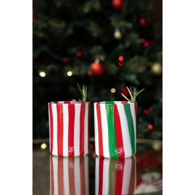 Image showing  Silicone 12 oz. Rocks Glasses 2 Pack - Peppermint & Poinsettia