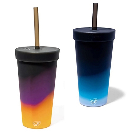 Silipint Silicone 22 oz. Straw Tumblers: 2 Pack - Unbreakable Cups