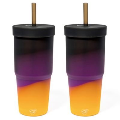 Silipint Silicone 32 oz. Straw Tumblers: 2 Pack - Sun Storm - Unbreakable