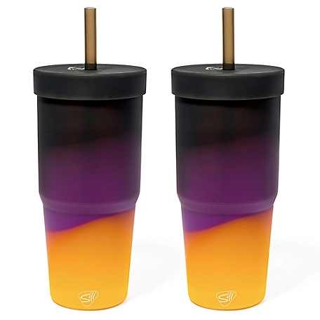 Silipint Silicone 32 oz. Straw Tumblers: 2 Pack - Sun Storm - Unbreakable