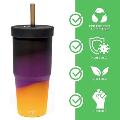 Image showing  Silicone 32 oz. Straw Tumblers 2 Pack - Sun Storm - Unbreakable
