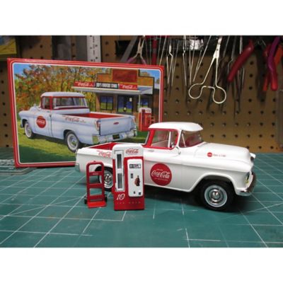 Image showing  1:25 Scale Model Kit - 1955 Chevy Cameo Pickup Coca-Cola - 90 Parts
