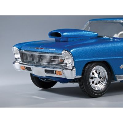 Image showing 7 th AMT 1:25 Scale Model Kit - 1966 Chevy Nova Pro Street - Brilliant Blue, 110+ Parts