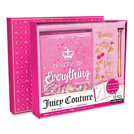 Juicy Couture Boxed Journal Pen Set - Princess of Everything, Pink & Gold Glitter