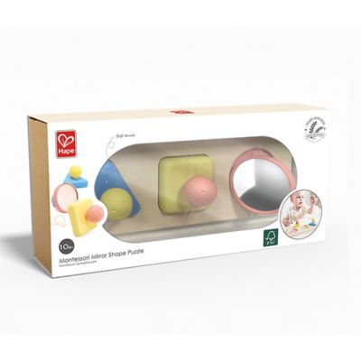 Image showing  Montessori Mirror Shape Puzzle - Wooden Mirror Bottom Shape Pieces